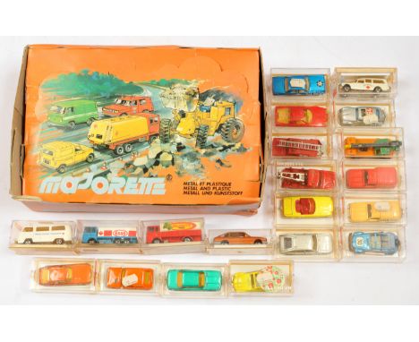 Majorette Counter Trade Pack containing 21 pieces To Include - Mercedes Convertible, "Police" Car, "Ambulance", Citroen 2CV -