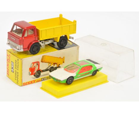 Dinky Toys A pair - (1) 438 Ford D800 Tipper - Metallic red cab, yellow back, silver chassis and trim, black (over painted pl