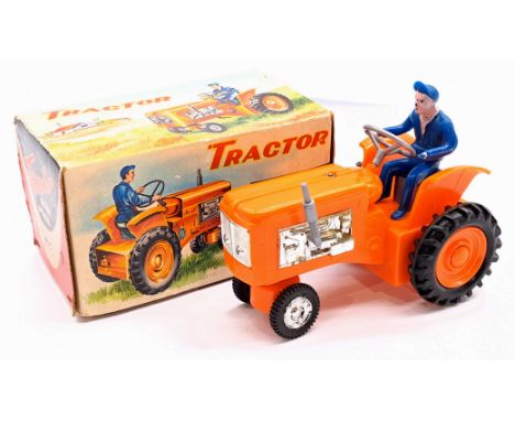 Hong Kong Plastic Tractor, made by MIC, plastic, plated parts, battery operated (untested but has a clean battery compartment