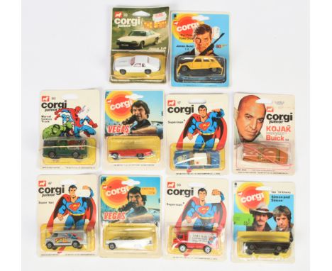 Corgi Toys Juniors Group Of 10 To Include - 115 "James Bond" Citroen 2CV, 32 Jaguar XJS "The Saint", 17 "Superman" Police Bui