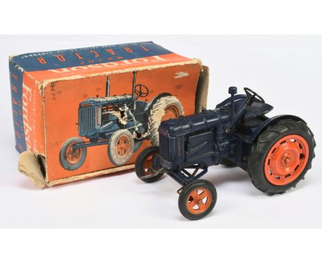 Chad Valley Larger Scale Fordson Major Tractor - Dark Blue, orange trim and hubs - Fair to Good (has had some repair to inner