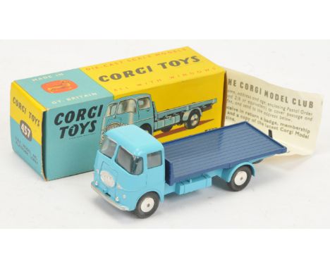Corgi Toys 457 ERF Model 44G Platform Lorry - Two-Tone blue, silver trim, flat spun hubs and metal tow hook - Excellent in a 