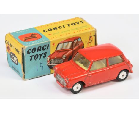 Corgi Toys 225 Austin Seven Mini - Red body, lemon interior, silver trim and flat spun hubs - Good in a Fair (complete) blue 