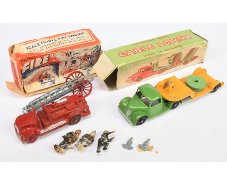 Charbens A pair - (1) Fire engine - red with ladder and figures - Good to Good Plus in a Poor carded picture box and (2) Cabl