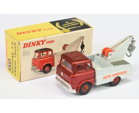 Dinky Toys 434 Bedford Tk Crash Truck "Auto Services" - Metallic red cab, light grey back with bright red plastic winder, dar