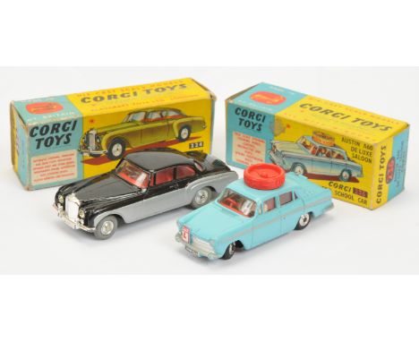 Corgi Toys A Pair - (1) 224 Bentley Continental Sports Saloon - Two-Tone black and silver with spare wheel, (2) 236 Austin A6