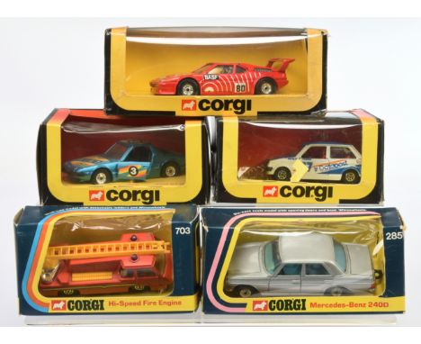 Corgi Toys Group Of 5 To Include - 281 Mini Metro - white and blue, 285 Mercedes - Silver plus others - conditions are Near M
