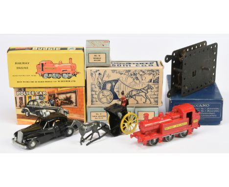 British Made Group To Include - Morestone - Hanson Cab, Wolseley&nbsp; "Police" Car Budgie Toys - Locomotive, Meccano Motor (