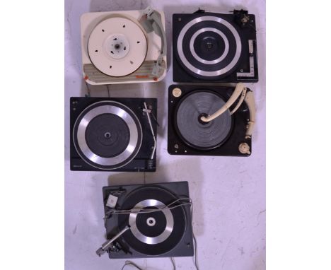 A collection of five vintage retro 20th Century record players to include a Garrard RC1231 Mar II turntable, BSR C123R2 A. 6,