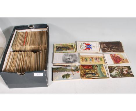Old postcards - subjects, thematic etc. Variety of topics. Approx 1,100 vintage in box.