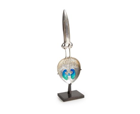 ARCHIBALD KNOX (1864-1933) FOR LIBERTY &amp; CO., LONDON 'CYMRIC'  CORONATION SPOON, 1901 silver and enamel with cast inscrip