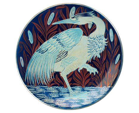 CHARLES PASSENGER FOR WILLIAM DE MORGAN (1839-1917) ‘MOONLIGHT AND SUNSET SUITE’ TRIPLE LUSTRE DISH, glazed earthenware, pain