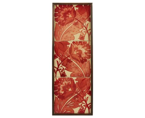 WILLIAM DE MORGAN (1839-1917) RUBY LUSTRE 6-INCH TILE PANEL, CIRCA 1890 glazed earthenware, within later frame(each tile appr