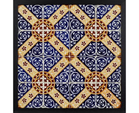 A.W.N. PUGIN (1812-1852) FOR MINTON &amp; CO. SIXTEEN-TILE PANEL, CIRCA 1860 glazed earthenware, later mounted and framed(eac