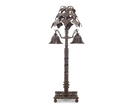 ALESSANDRO MAZZUCOTELLI (1865- 1938) TABLE LAMP, CIRCA 1910 wrought iron, stamped maker's mark to base MAZZUCOTELLI(75cm high