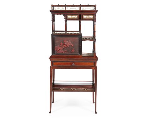 Y HOWARD &amp; SONS, LONDON AESTHETIC MOVEMENT SIDE CABINET, CIRCA 1875 rosewood, brass, lacquer and two ivory-inlaid drawer 