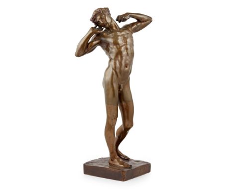 AFTER FREDERIC, LORD LEIGHTON 'THE SLUGGARD' bronze, mid-brown patina(51.5cm high)Footnote: Provenance: From Castle of Park, 