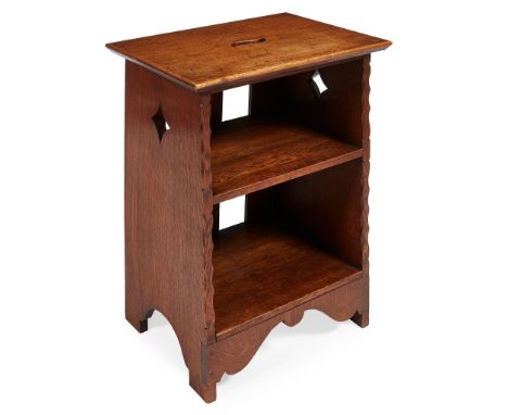 ATTRIBUTED TO STANLEY WEBB DAVIES ARTS &amp; CRAFTS BOOKCASE/BEDSIDE CABINET, CIRCA 1928 oak, with two open shelves(49.5cm wi