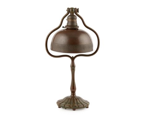 TIFFANY STUDIOS, NEW YORK TABLE LAMP, CIRCA 1920 patinated bronze, stamped maker's marks to base TIFFANY STUDIOS/ NEW YORK/ 4