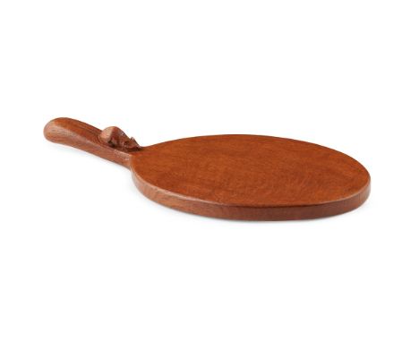 ROBERT 'MOUSEMAN' THOMPSON (1876-1955) CHEESEBOARD, 1960S oak, with a carved mouse signature(37cm long)