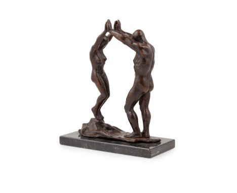 SCOTTISH SCHOOL, ATTRIBUTED TO VINCENT BUTLER TWO FIGURES bronze, on a marble plinth, indistinctly signed(total height 28cm)F