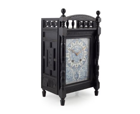 ATTRIBUTED TO LEWIS FOREMAN DAY FOR HOWELL, JAMES &amp; CO., LONDON AESTHETIC MOVEMENT MANTEL CLOCK, ebonised wood with twin-