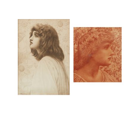 HENRY RYLAND (1856-1924) PORTRAIT OF A YOUNG LADY lithograph, framed, 29cm x 25cm; together with a further PORTRAIT OF A YOUN