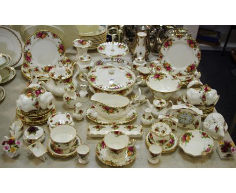 Royal Albert Old Country Roses part tea and dinner service, including tureen, cake stand; gravy boat; dinner plates; tea plat
