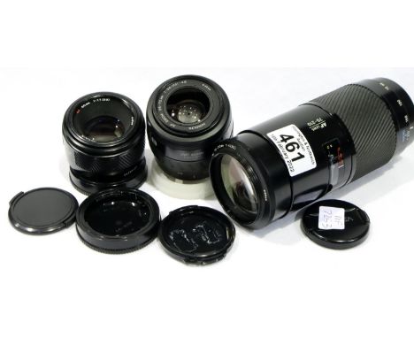 Three Minolta AF lenses to include AF 35-70 mm, AF 50 mm and AF 70-210mm. Condition report: all clean and working when tested