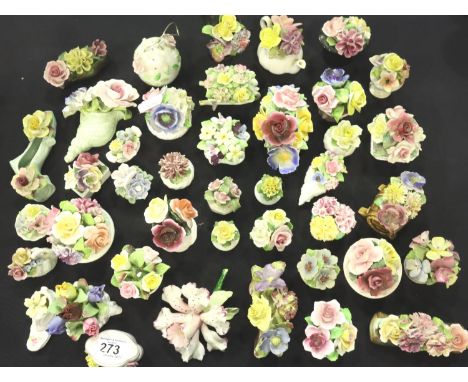 Collection of forty ceramic floral posies including Royal Adderley and Coalport examples, damages throughout. Not available f