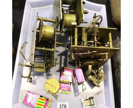 Three 19th century long case clock movements. Not available for in-house P&amp;P, contact Paul O'Hea at Mailboxes on 01925 65