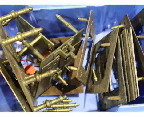 Mixed long case clock mechanism cage and face plates. Not available for in-house P&amp;P, contact Paul O'Hea at Mailboxes on 
