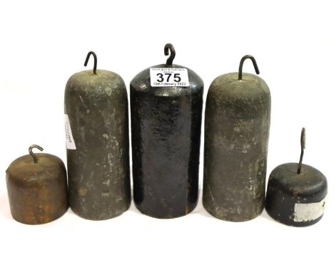 Six bell form long case clock weights in lead. Not available for in-house P&amp;P, contact Paul O'Hea at Mailboxes on 01925 6