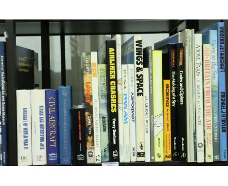 Shelf of civil aircraft books. Not available for in-house P&amp;P, contact Paul O'Hea at Mailboxes on 01925 659133 