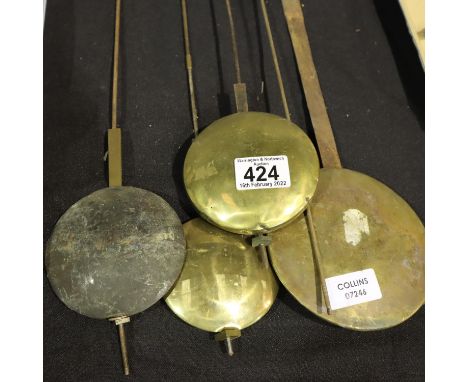Five long case clock pendulum, two with feathers. Not available for in-house P&amp;P, contact Paul O'Hea at Mailboxes on 0192