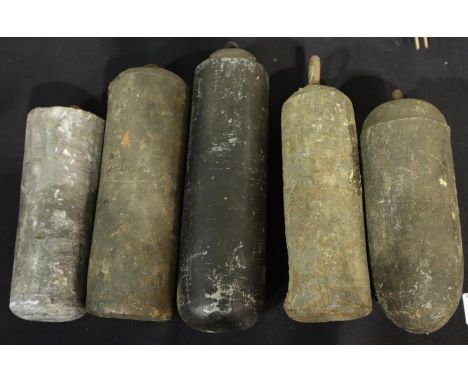 Five mixed long case clock weights. Not available for in-house P&amp;P, contact Paul O'Hea at Mailboxes on 01925 659133 