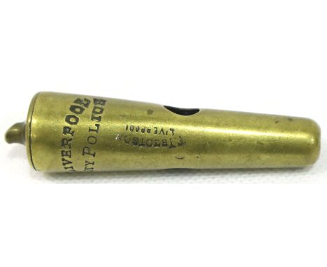 Liverpool City Police whistle, lacking ring. P&amp;P Group 1 (£14+VAT for the first lot and £1+VAT for subsequent lots) 