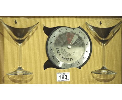 Royal Doulton bar compass and cocktail glasses. P&amp;P Group 3 (£25+VAT for the first lot and £5+VAT for subsequent lots) 