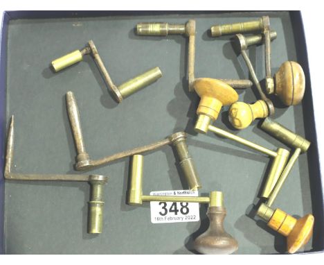 Nine 19th century long case clock keys. P&amp;P Group 1 (£14+VAT for the first lot and £1+VAT for subsequent lots) 