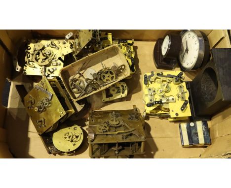 Six mantel clock movements including chiming examples. Not available for in-house P&amp;P, contact Paul O'Hea at Mailboxes on