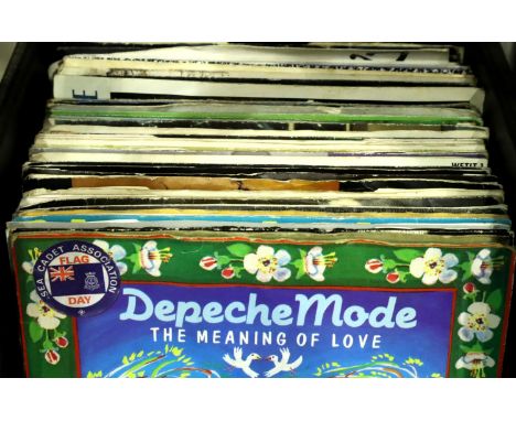 Case of approximately sixty 80s pop singles, mainly picture sleeves to include Depeche Mode, U2, Madonna etc. P&amp;P Group 2