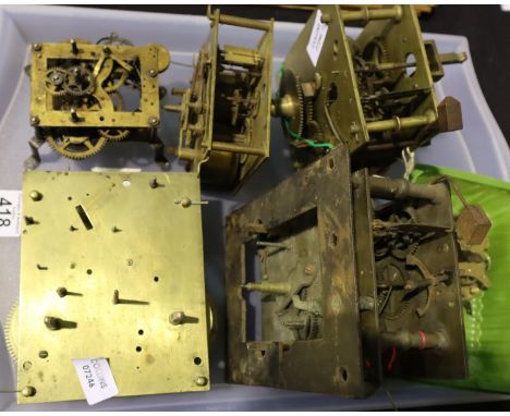 Five long case and mantel clock movements. Not available for in-house P&amp;P, contact Paul O'Hea at Mailboxes on 01925 65913