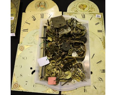 Four twelve inch painted arched long case clock dials. P&amp;P Group 3 (£25+VAT for the first lot and £5+VAT for subsequent l