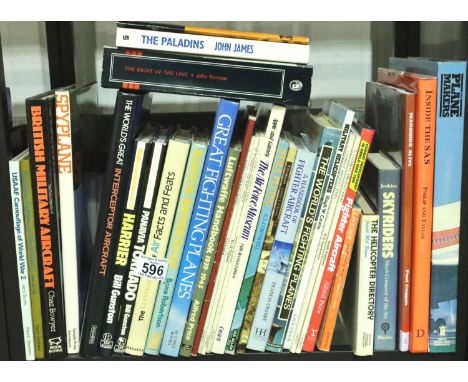 Shelf of Military aircraft books. Not available for in-house P&amp;P, contact Paul O'Hea at Mailboxes on 01925 659133 