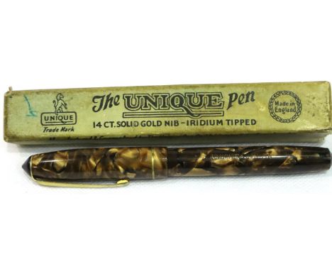 The Unique Pen with 14ct gold nib, boxed. P&amp;P Group 1 (£14+VAT for the first lot and £1+VAT for subsequent lots) 