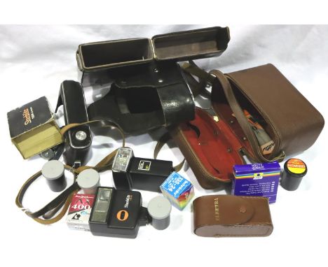 Box of mixed camera and binocular accessories to include cases films etc. P&amp;P Group 2 (£18+VAT for the first lot and £3+V