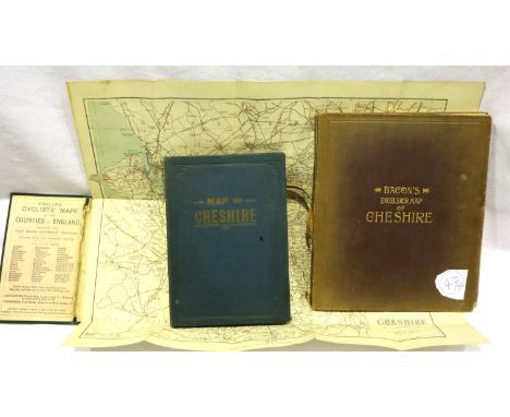 Cheshire: Philips Cyclists map, cloth bound and folding and two further fold out maps. P&amp;P Group 1 (£14+VAT for the first