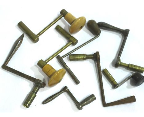 Nine 19th century long case clock keys. P&amp;P Group 1 (£14+VAT for the first lot and £1+VAT for subsequent lots) 