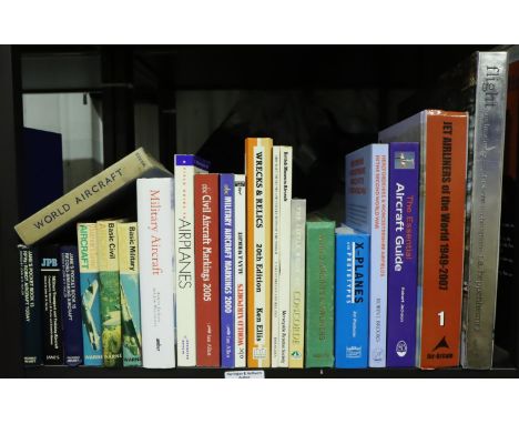 Shelf of mixed aircraft and plane related books. Not available for in-house P&amp;P, contact Paul O'Hea at Mailboxes on 01925