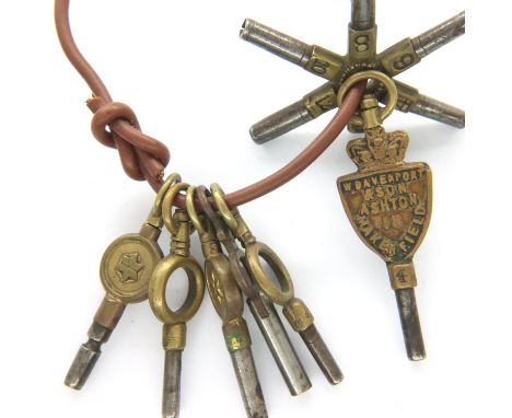 Seven pocket watch keys. P&amp;P Group 1 (£14+VAT for the first lot and £1+VAT for subsequent lots) 